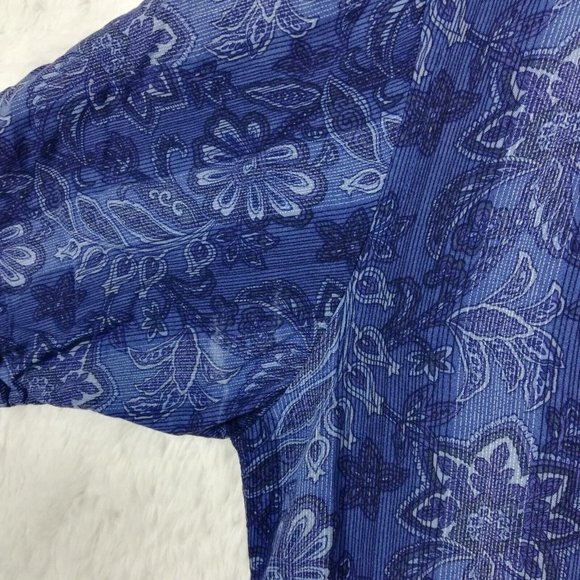 Paradise Collection‎ Mens Shirt Button Down Short Sleeve Blue Floral Stripe XL - Picture 6 of 13